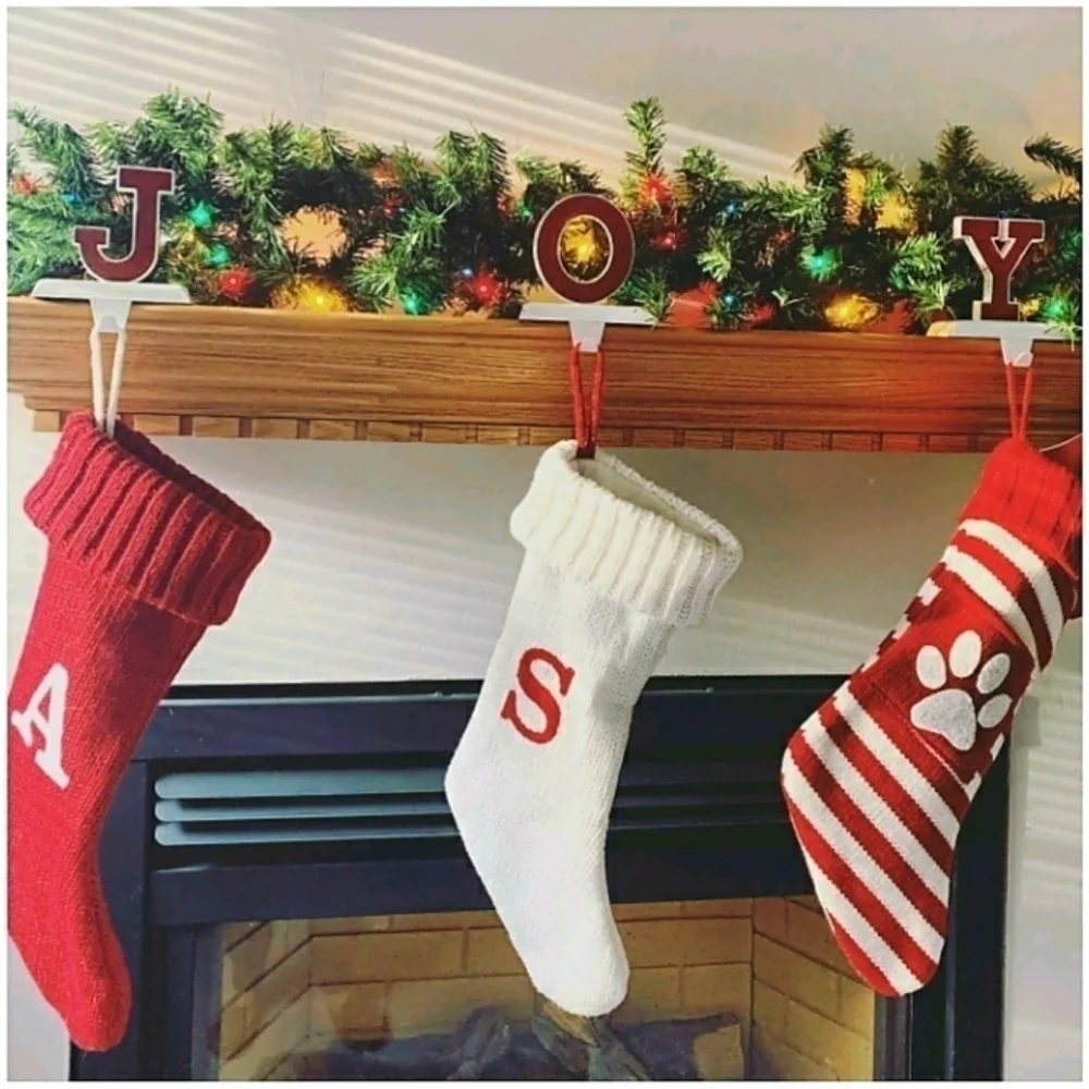 Letter I Monogram Stocking Wondershop Creamy White Red Letter Christmas Holiday